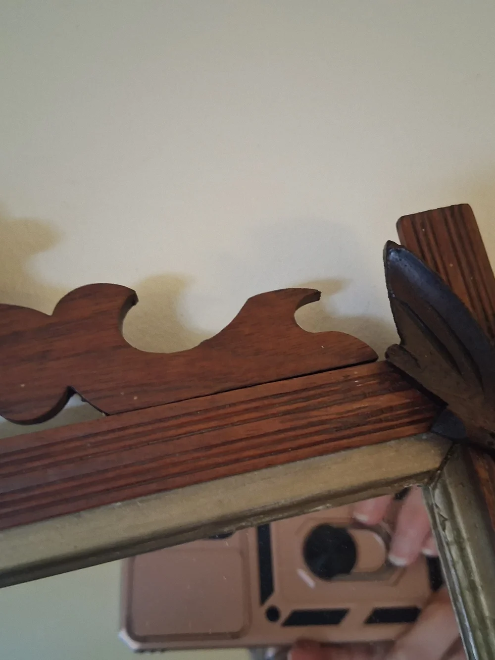 Antique Wooden Shaving Mirror - Brown